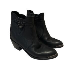 Durango Women's Black Leather 5" Side Zip Moto Ankle Boots Size 6.5 M